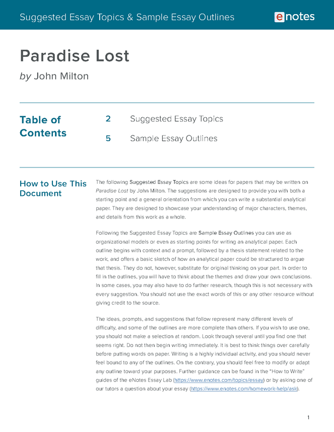 paradise lost essay
