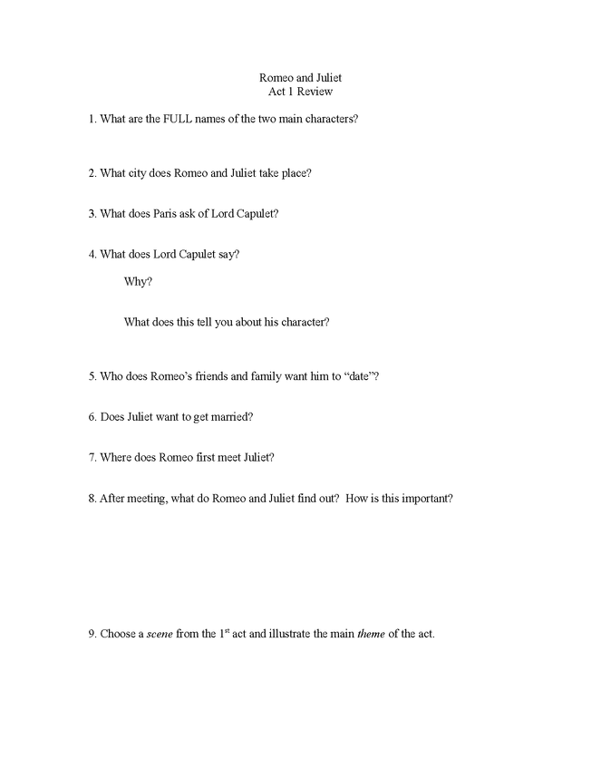 romeo and juliet act 1 quiz preview image 1