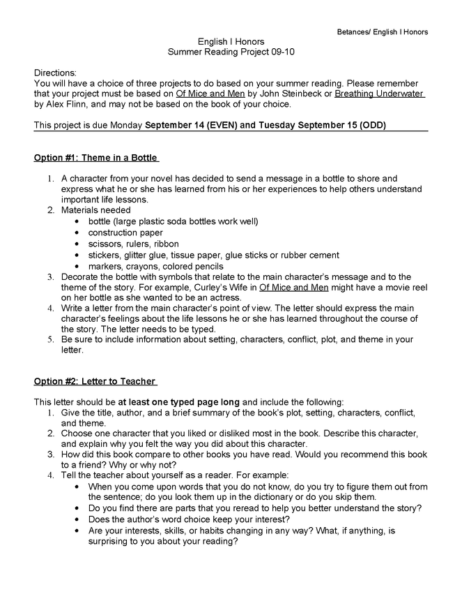 reading projects- any novel preview image 1
