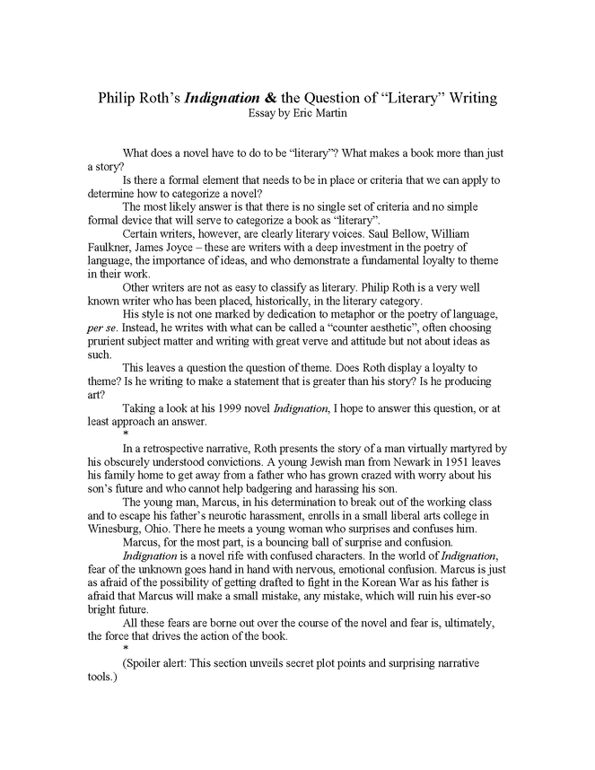 philip roth’s indignation & the question of “literary” writing preview image 1