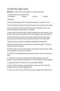 the book cover of Lord of the Flies, Chapter 5 Review