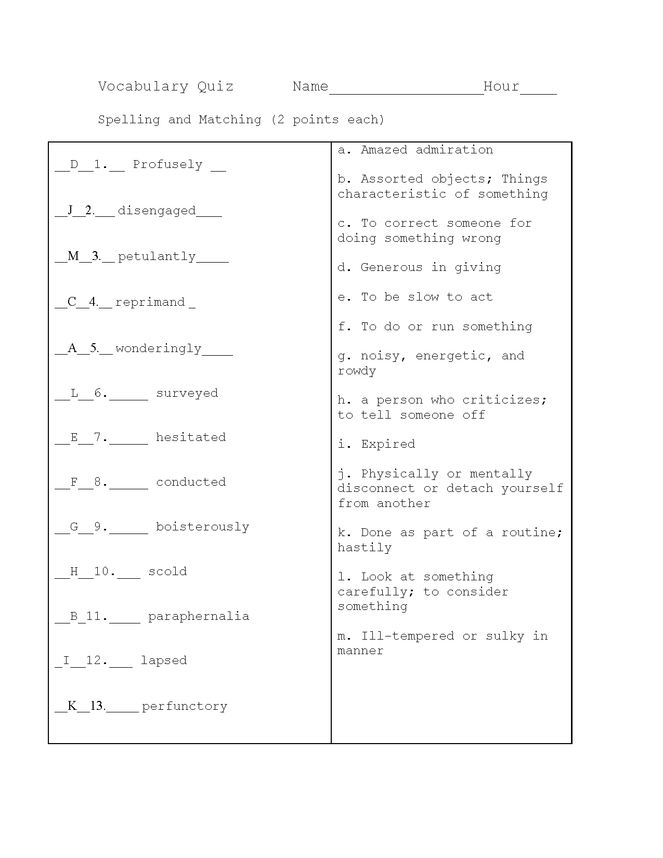 the lottery vocab and spelling quiz key preview image 1