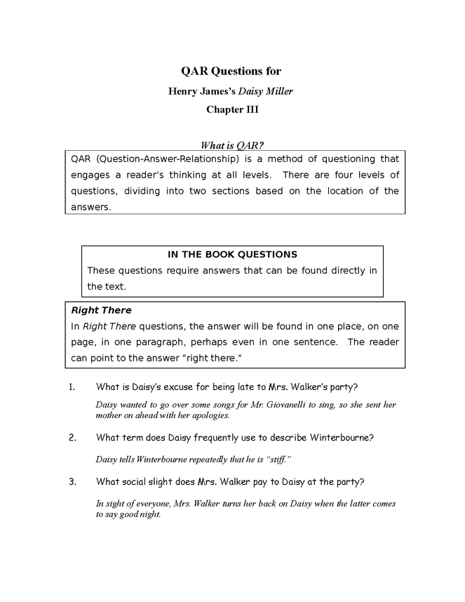 qar questions for james's daisy miller, ch. iv preview image 1