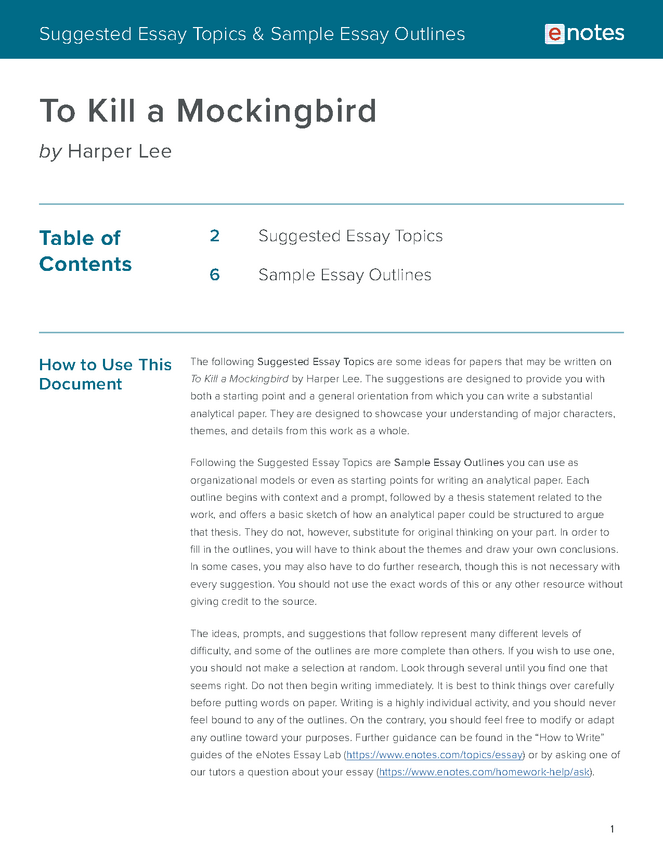argumentative essay topics to kill a mockingbird