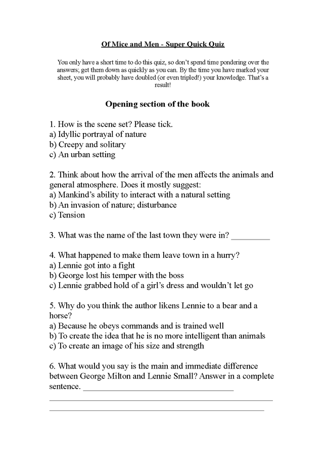 of mice and men quiz preview image 1