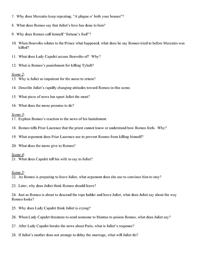 romeo and juliet act iii study guide preview image 2
