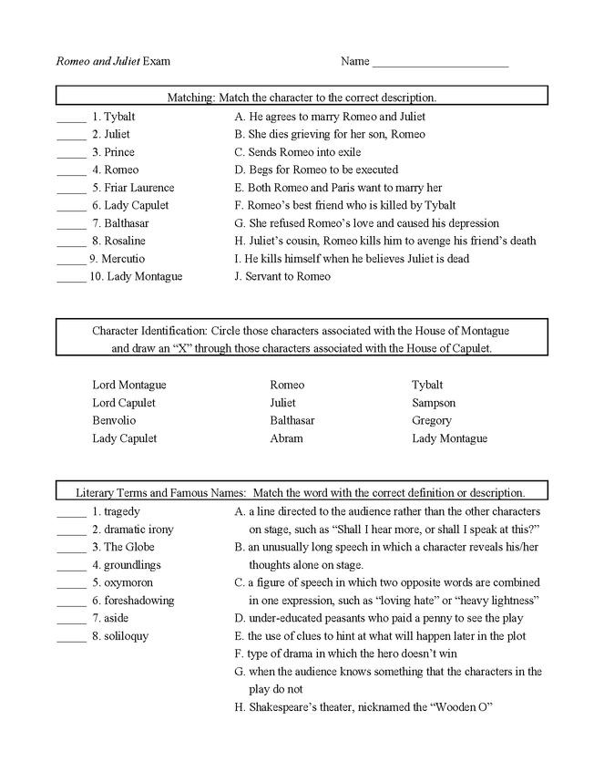 romeo and juliet exam preview image 1