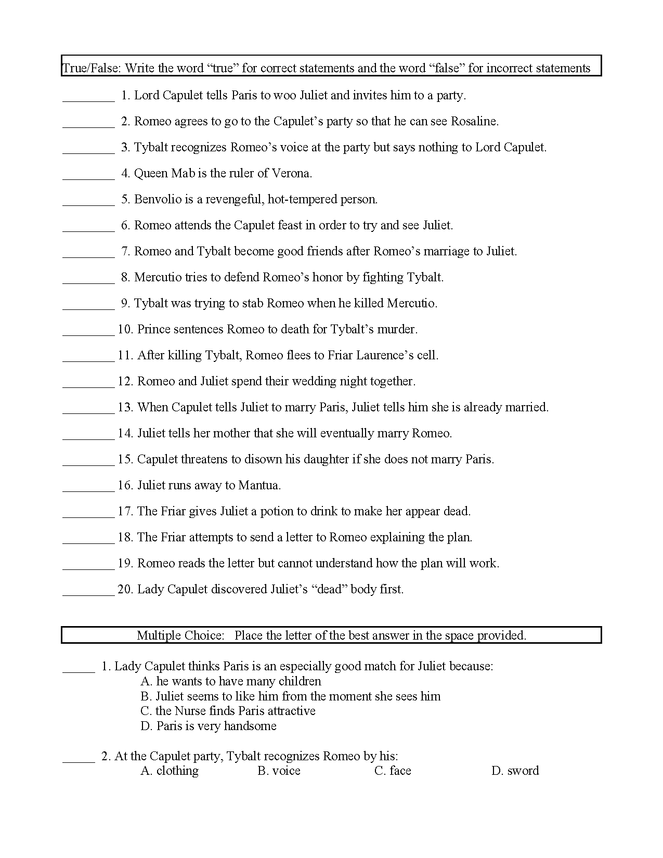 romeo and juliet exam preview image 2