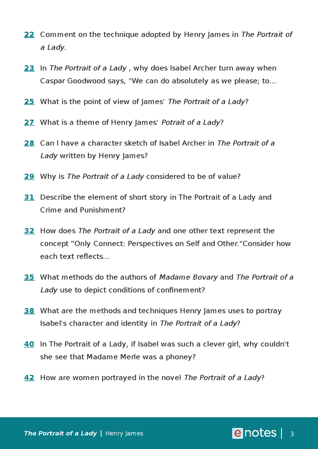 Popular Questions About The Portrait of a Lady - eNotes.com