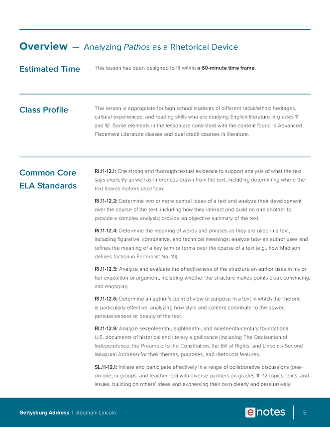 Gettysburg Address Lesson Plan - eNotes.com