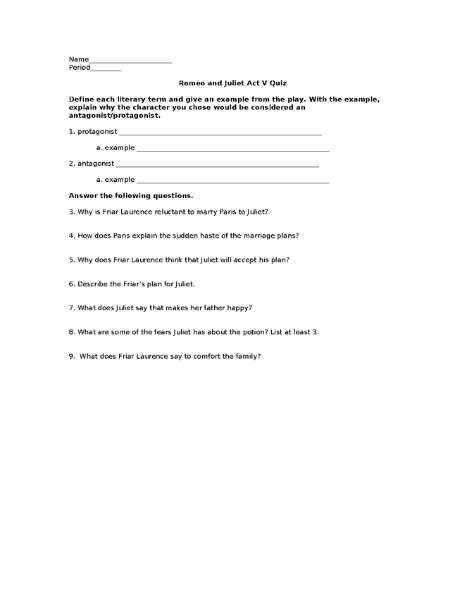 romeo and juliet act v quiz preview image 1