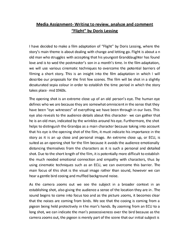 film adaptation of doris lessing's 'flight' essay preview image 1