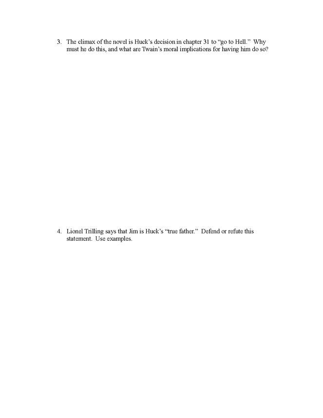 the adventures of huckleberry finn short answer essay test preview image 2