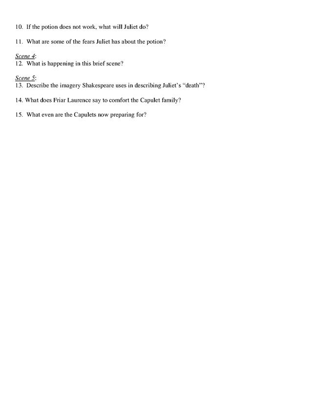 romeo and juliet act iv study guide preview image 2