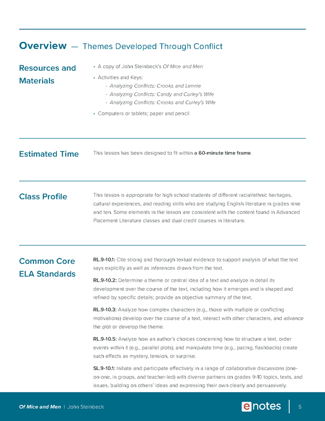 of mice and men themes lesson plan preview image 5