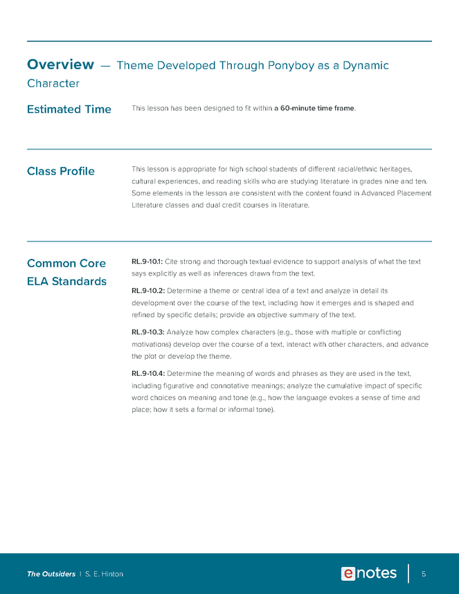 The Outsiders Themes Lesson Plan