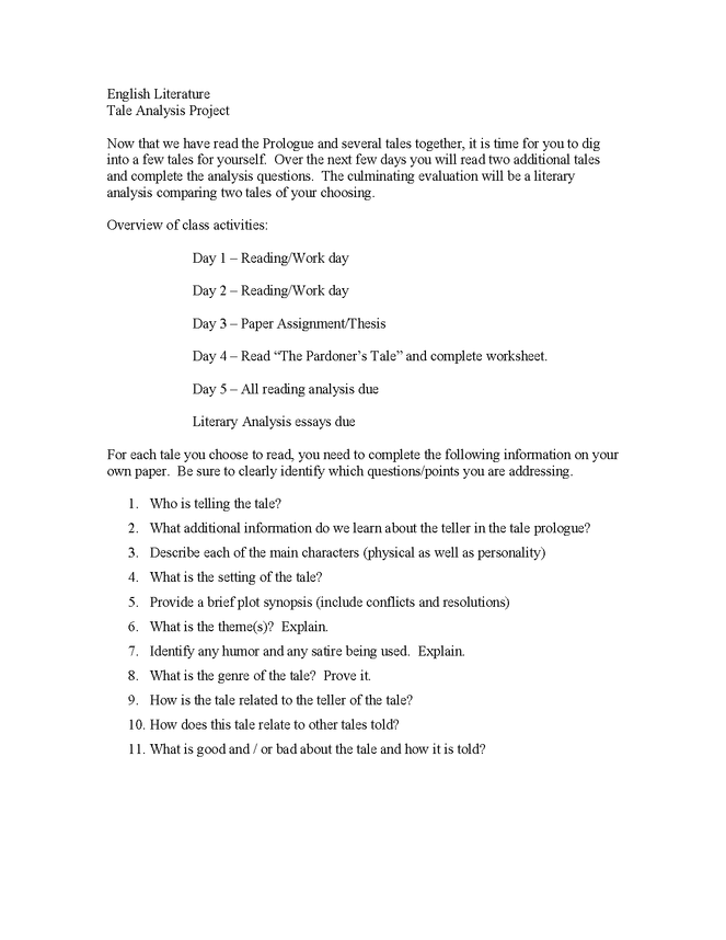 the canterbury tales reading project preview image 1