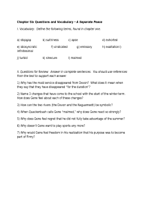 the book cover of A Separate Peace, vocabulary and review questions for chapter 6
