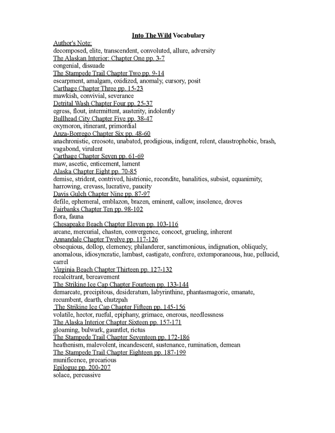 into the wild: vocabulary preview image 1
