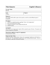 Poetry Assessment Lesson Plan (9th Grade Day 44) - eNotes.com
