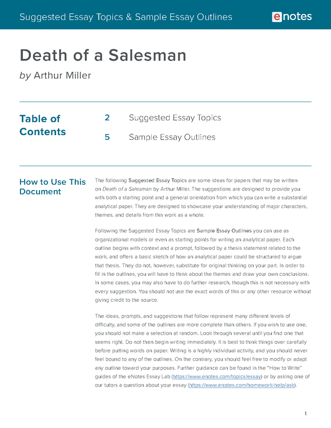 death of a salesman essay topics