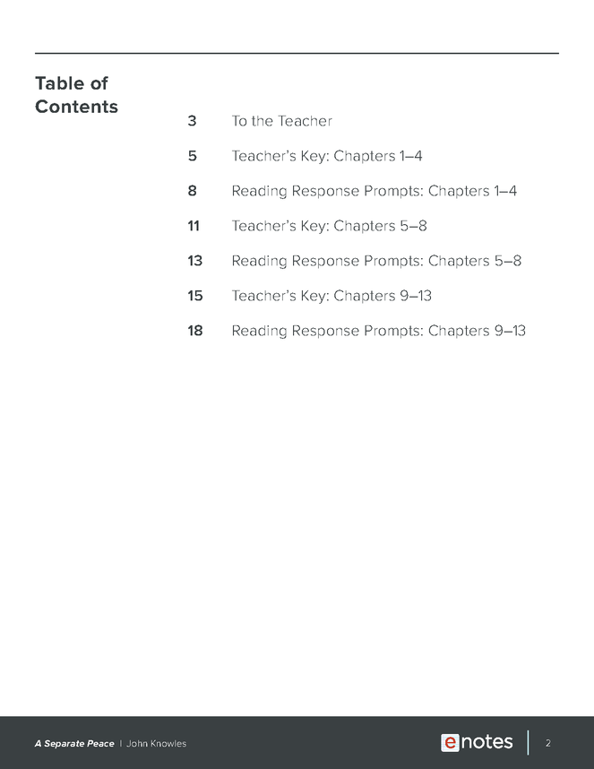 a separate peace enotes reading response prompts preview image 2