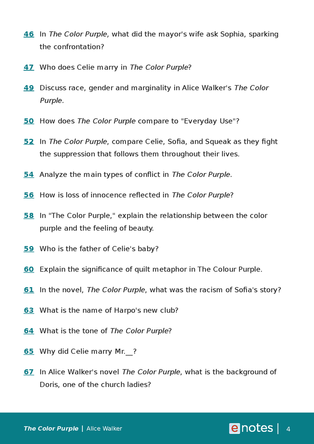 Popular Questions About The Color Purple - eNotes.com