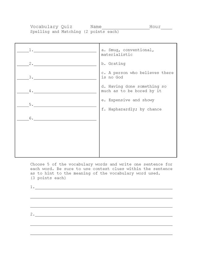 catr (part 4) vocab and spelling quiz preview image 1