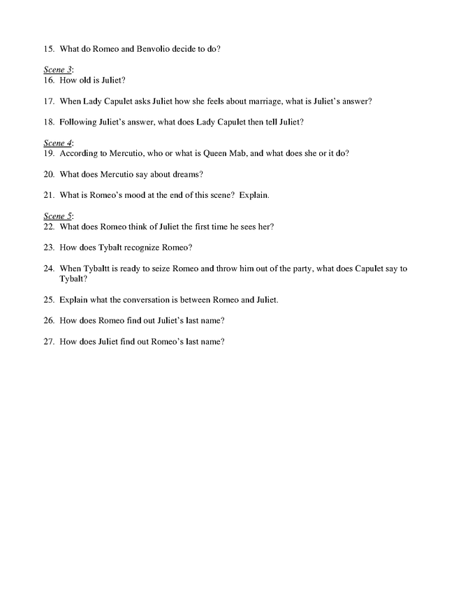 romeo and juliet act i study guide preview image 3