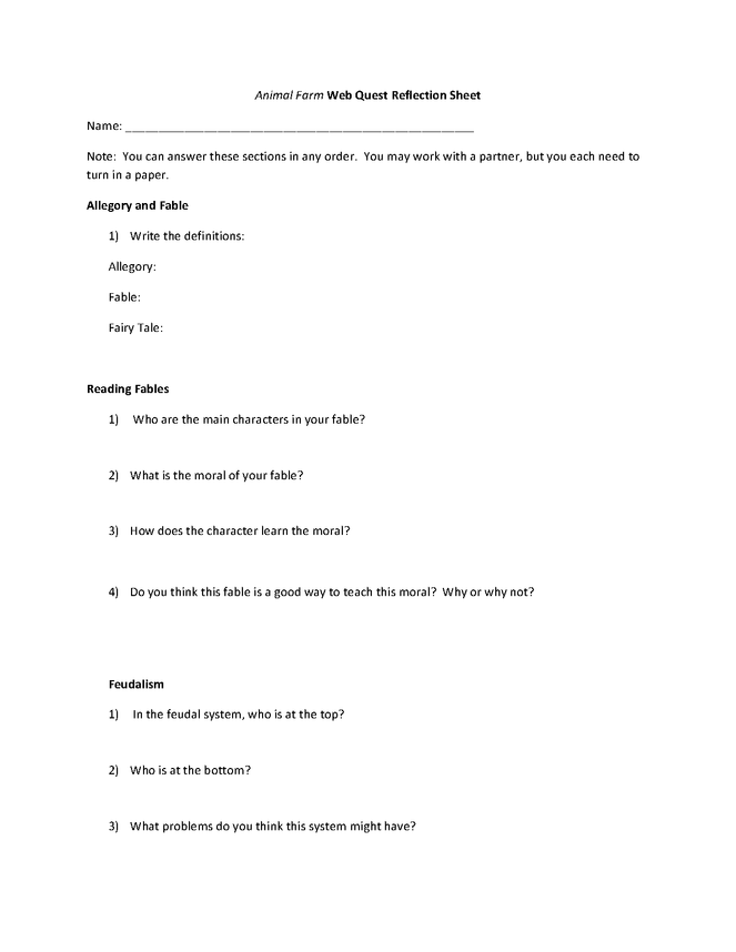 animal farm web quest preview image 3