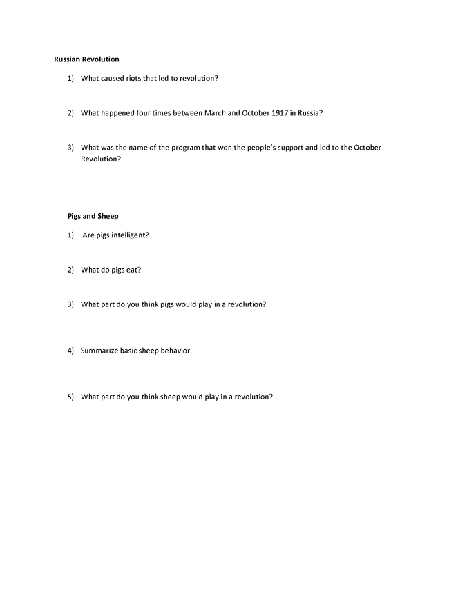 animal farm web quest preview image 4
