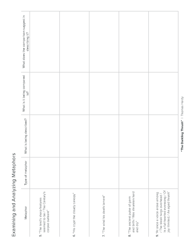 the darkling thrush metaphor activity preview image 6