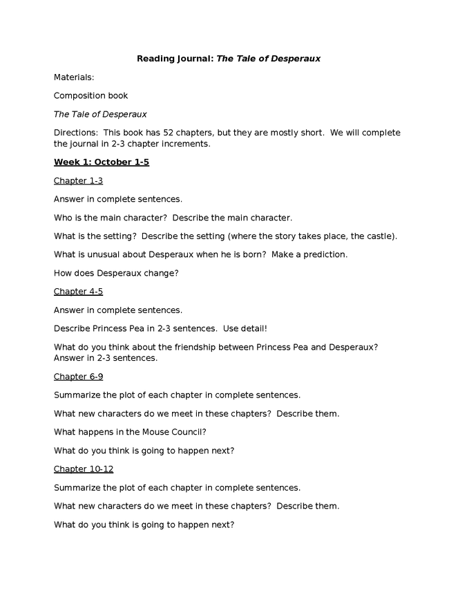 reading journal: the tale of desperaux preview image 1