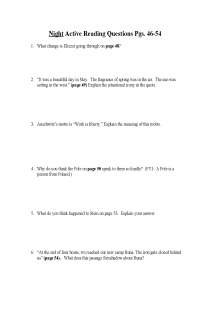 the book cover of "Night" Study Questions Pgs. 46-54