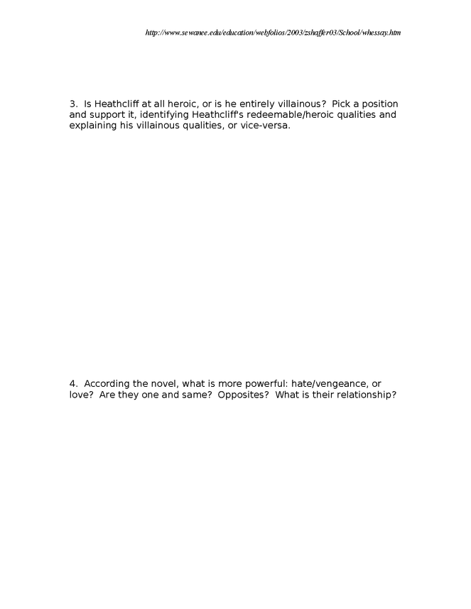 wuthering heights short answer test preview image 2