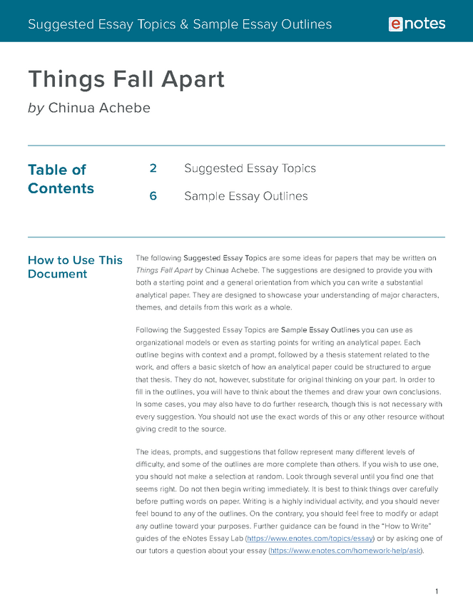 things fall apart essay topics and outlines preview image 1
