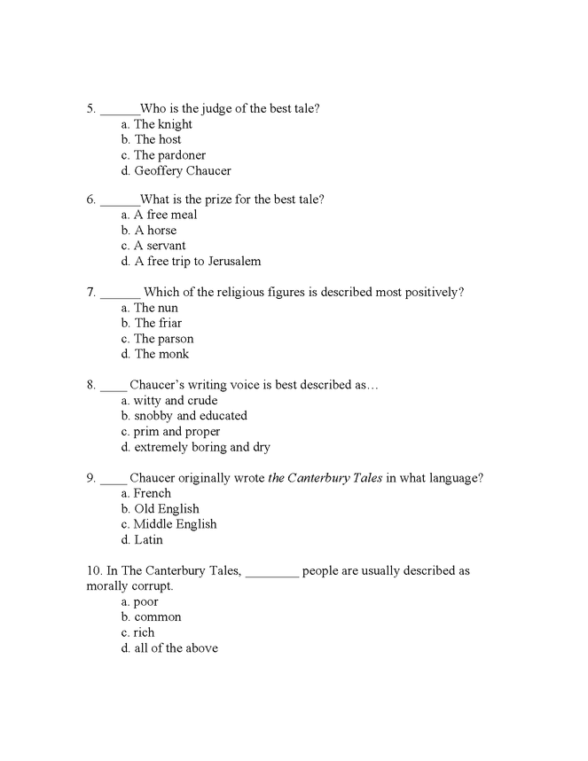 canterbury tales unit test preview image 2