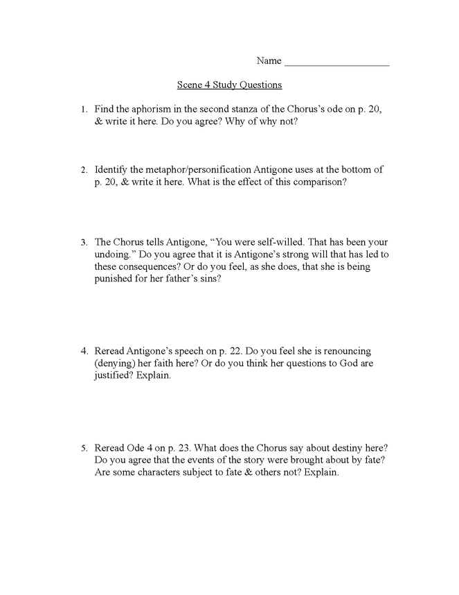 antigone discussion questions, scene 4 preview image 1