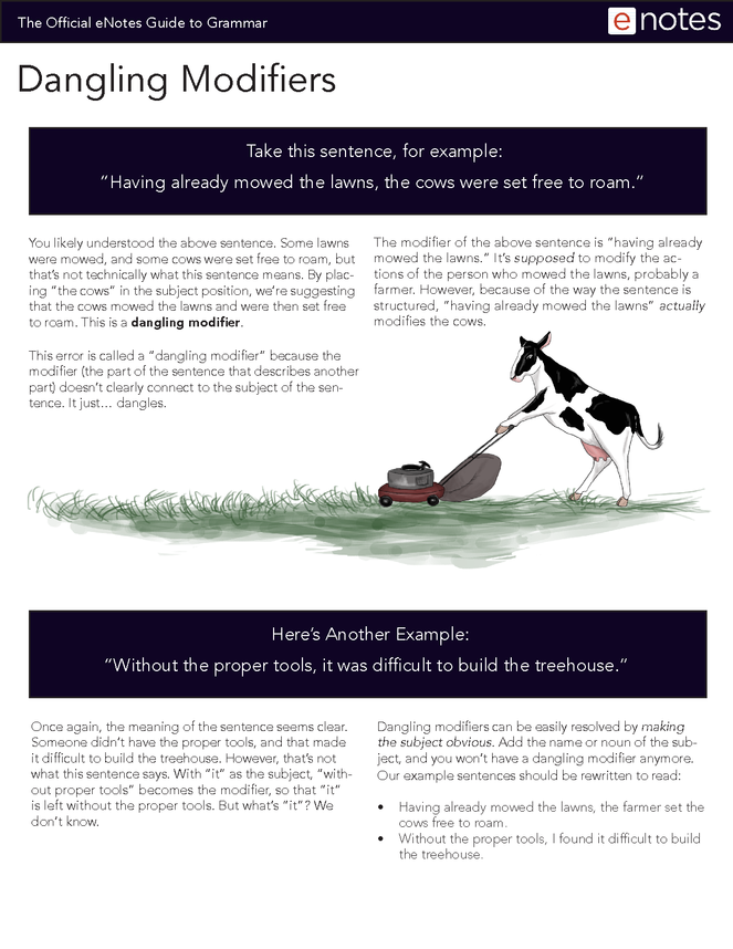 the official enotes guide to grammar: dangling modifiers preview image 1
