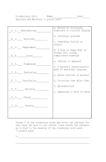 Cover image of The Yellow Wallpaper Vocab and Spelling Quiz Key