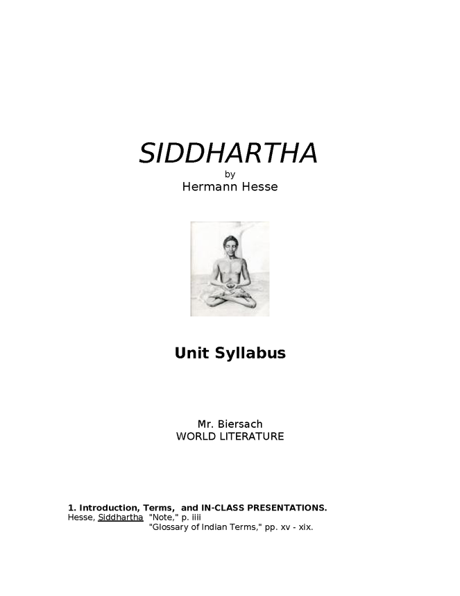 syllabus: hesse, siddhartha preview image 1