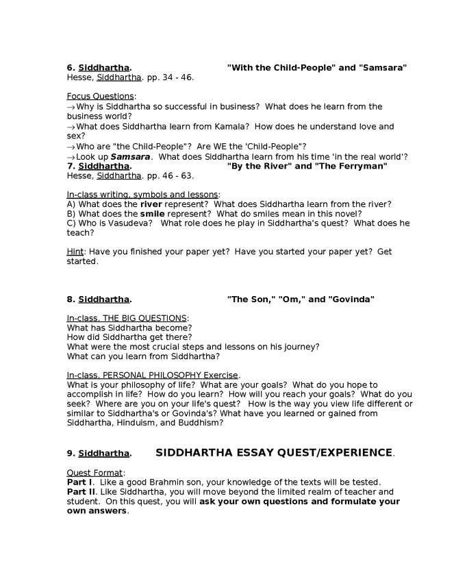 syllabus: hesse, siddhartha preview image 5