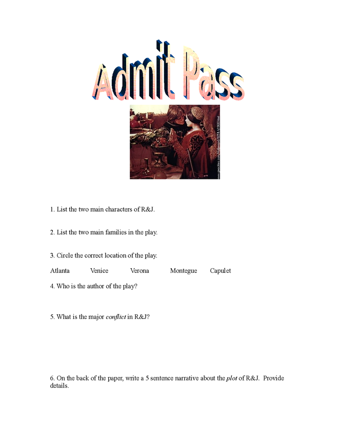 admit pass (study sheet) preview image 1