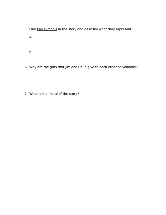 the gift of the magi worksheet preview image 2