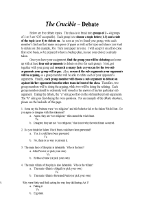 Cover image of The Crucible Small Group Debate Activity