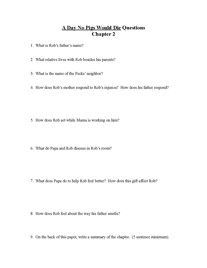 a day no pigs would die study questions preview image 2