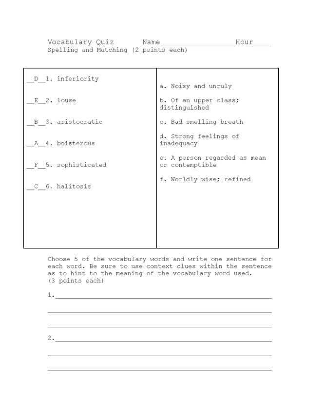 catr (part 5) vocab and spelling quiz key preview image 1