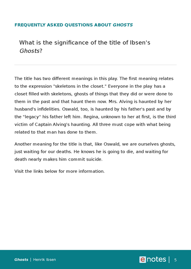 Popular Questions About Ghosts - eNotes.com