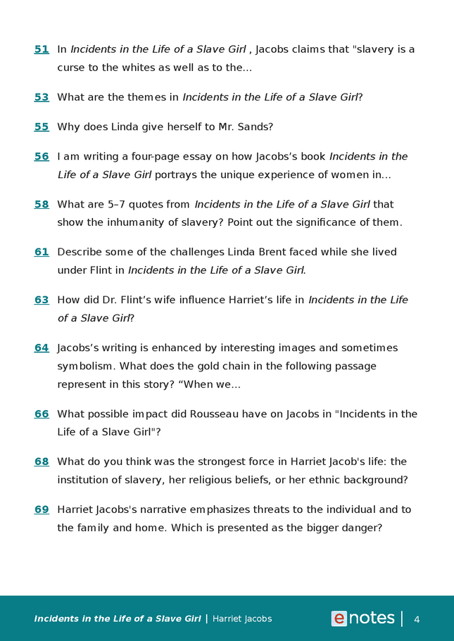 Popular Questions About Incidents in the Life of a Slave Girl