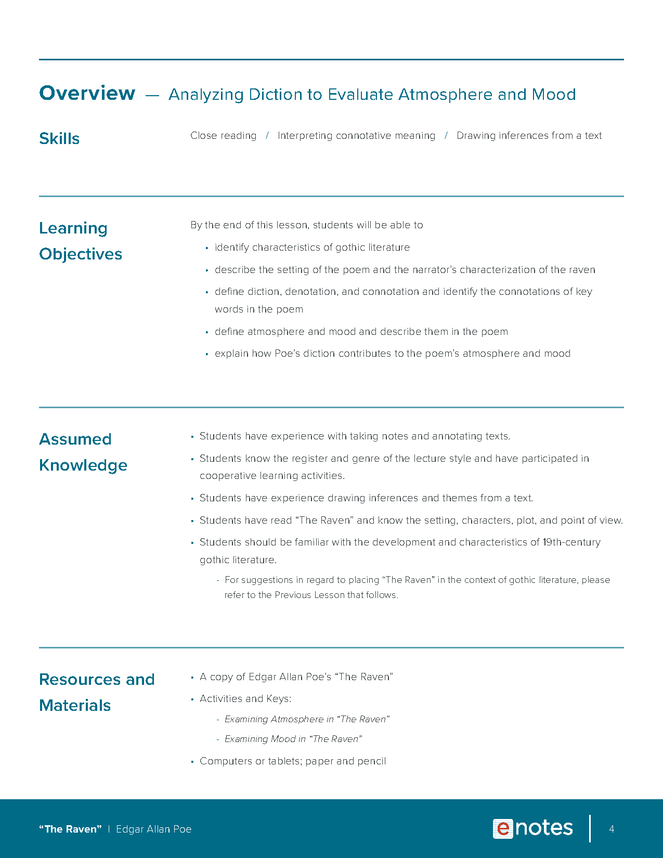 The Raven Vocabulary Lesson Plan - eNotes.com